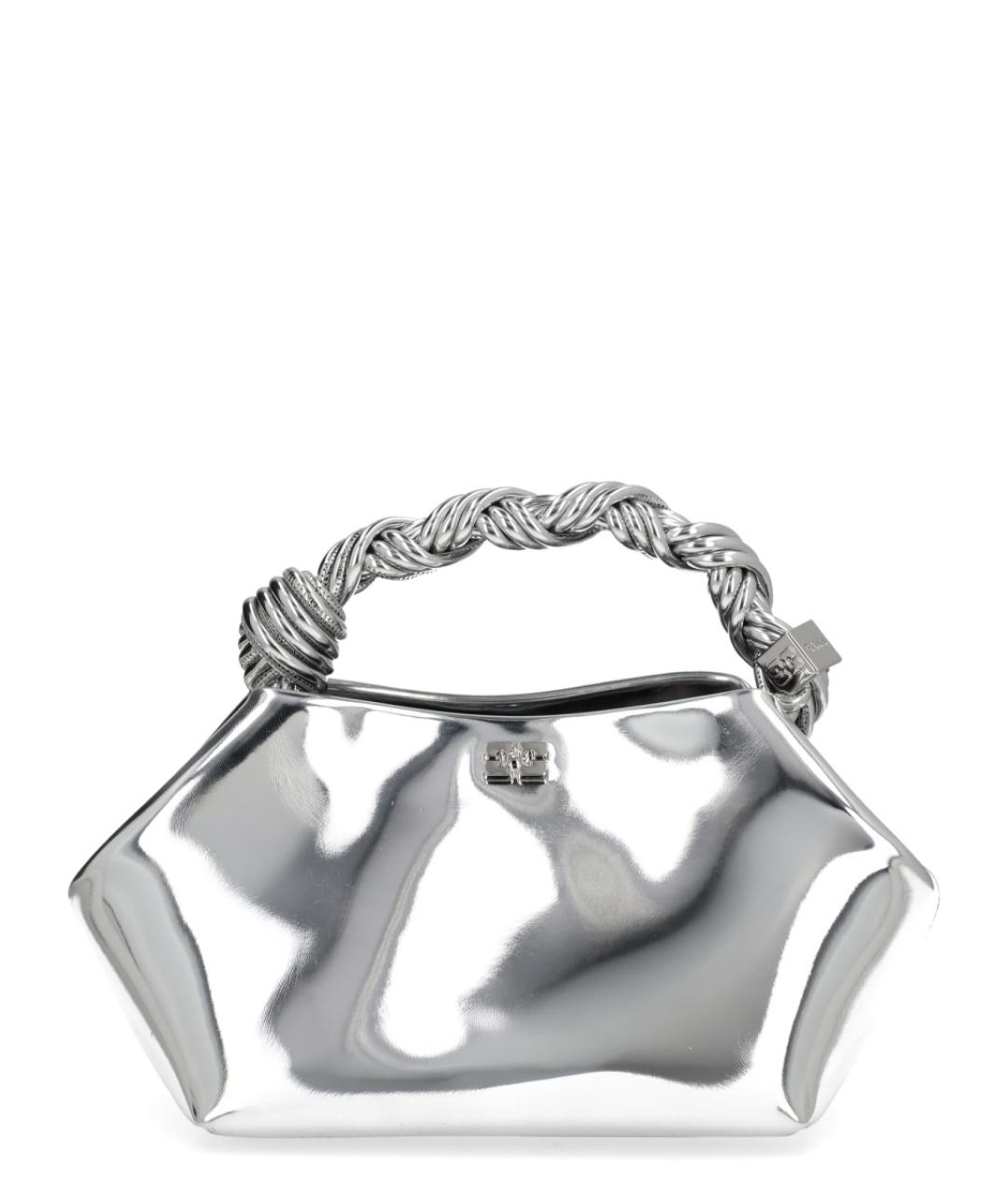 GANNI Серебряная сумка с короткими ручками из искусственной кожи, фото 1