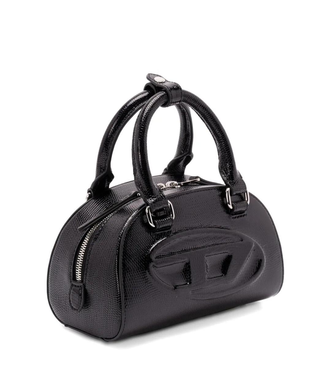 DIESEL Черная кожаная сумка с короткими ручками, фото 5