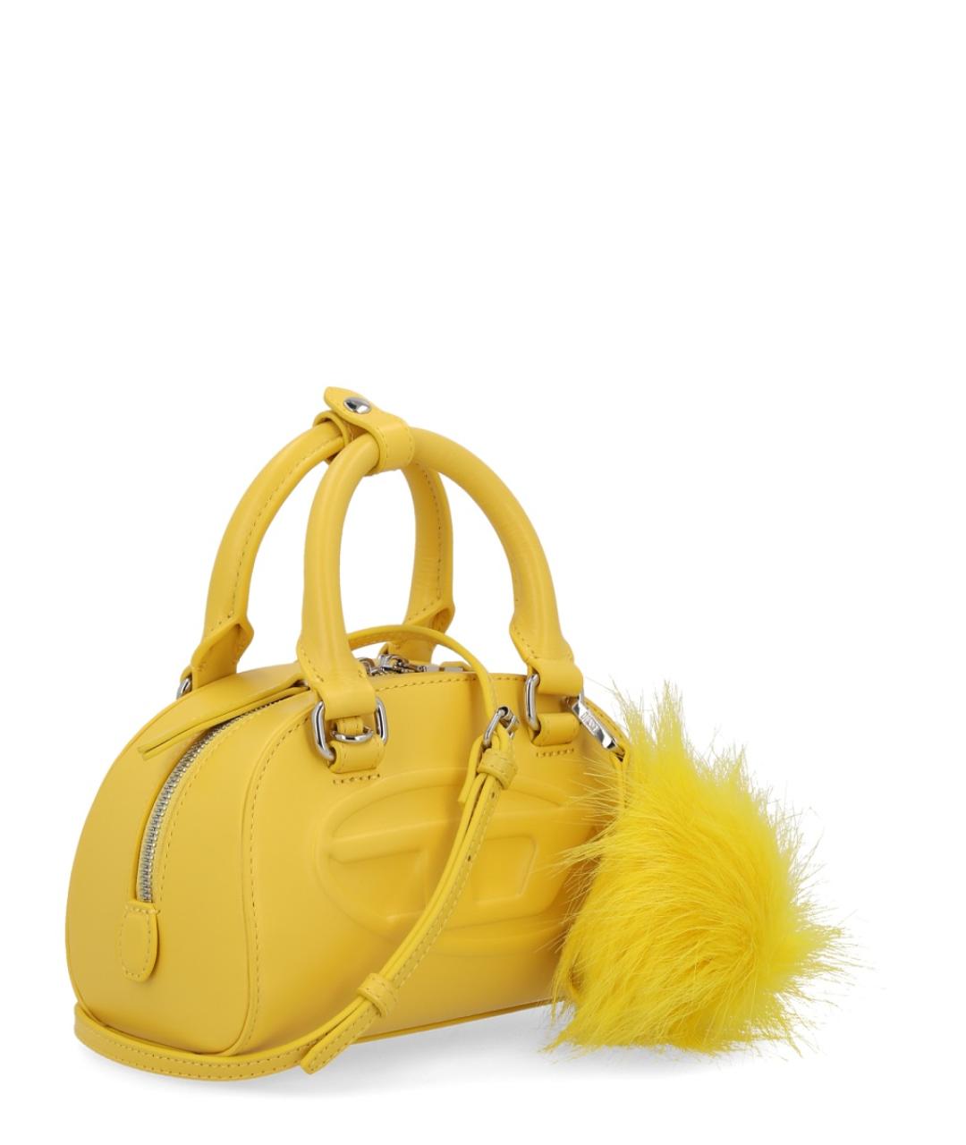 DIESEL Желтая кожаная сумка с короткими ручками, фото 3