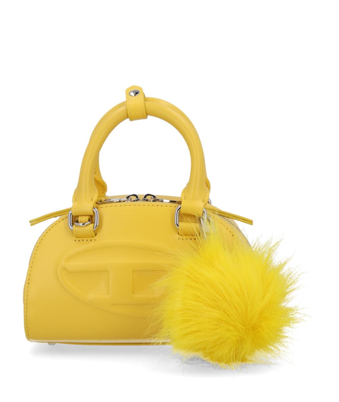 DIESEL Желтая кожаная сумка с короткими ручками, фото 1