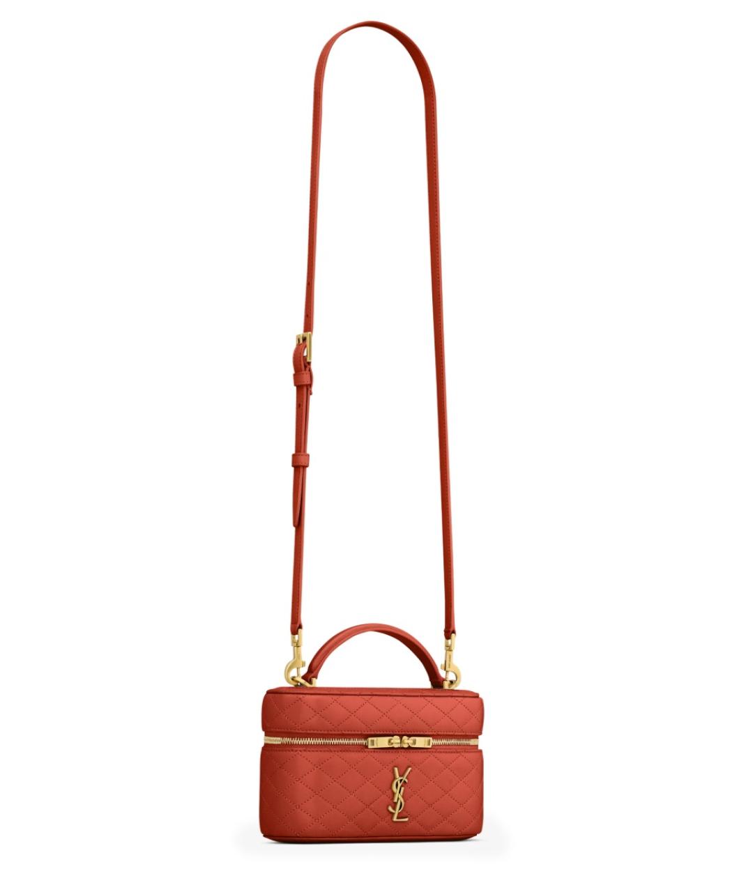 SAINT LAURENT Красная кожаная сумка через плечо, фото 5