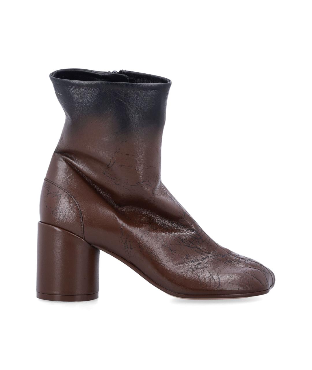 MM6 MAISON MARGIELA Коричневые кожаные ботильоны, фото 1