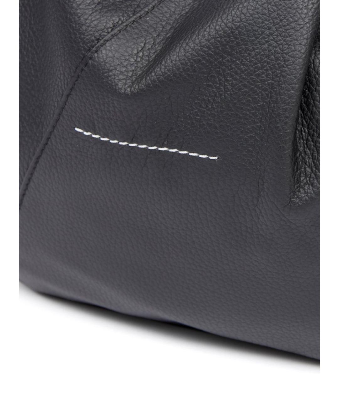 MM6 MAISON MARGIELA Черная кожаная сумка с короткими ручками, фото 5