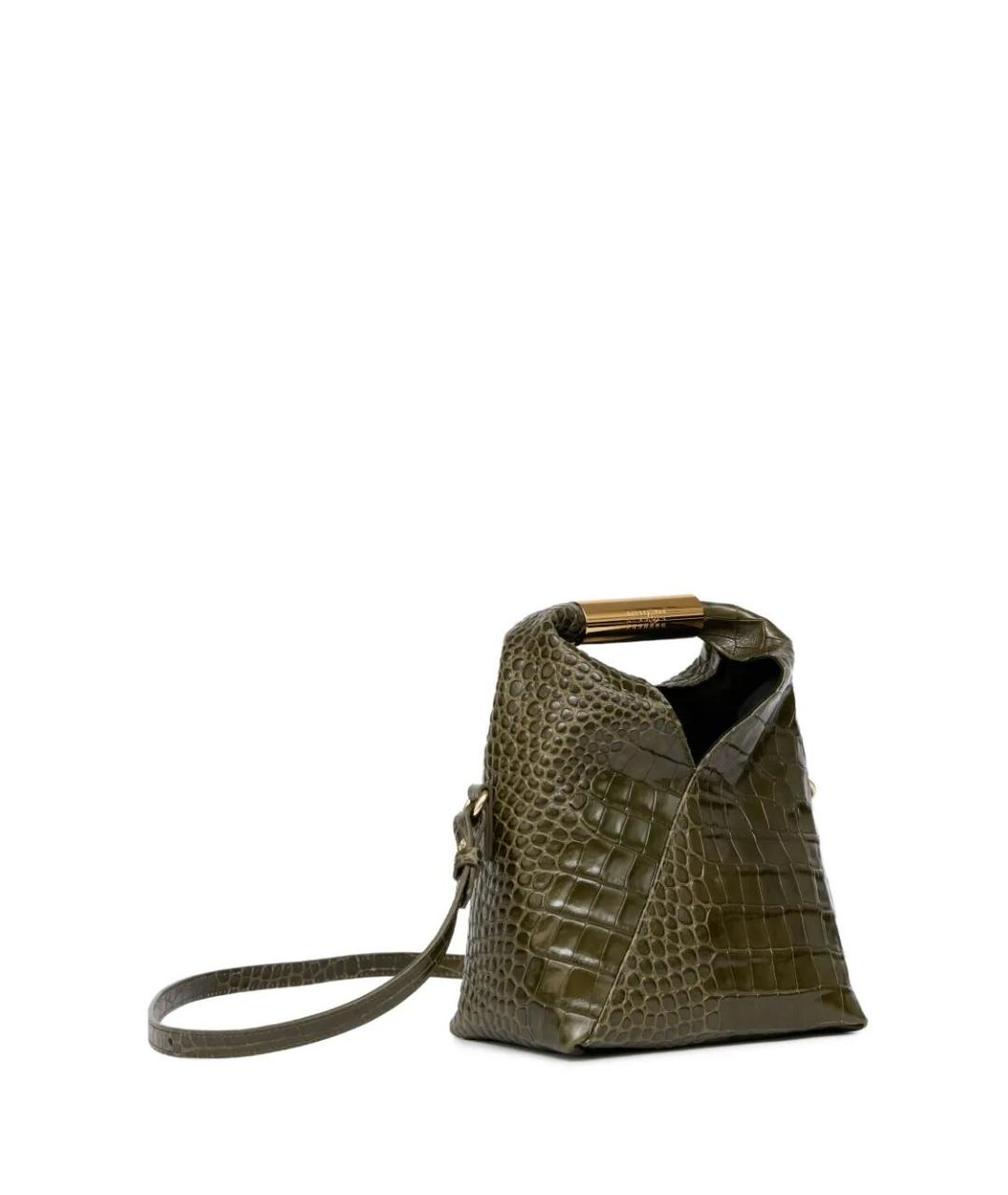 MM6 MAISON MARGIELA Зеленая кожаная сумка с короткими ручками, фото 3