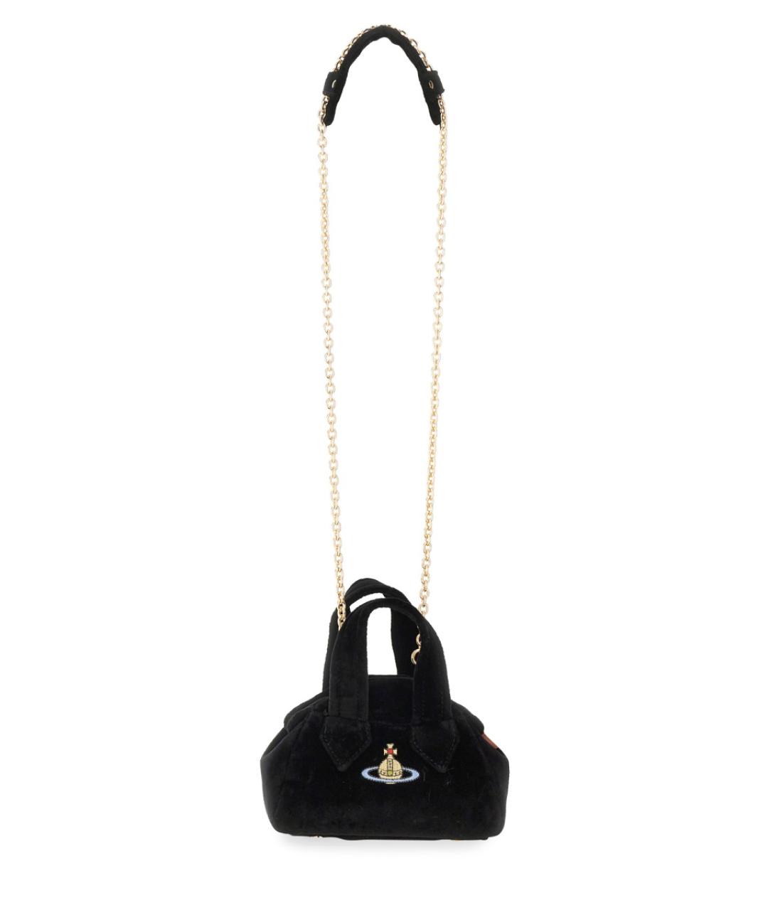 VIVIENNE WESTWOOD Черная тканевая сумка с короткими ручками, фото 3