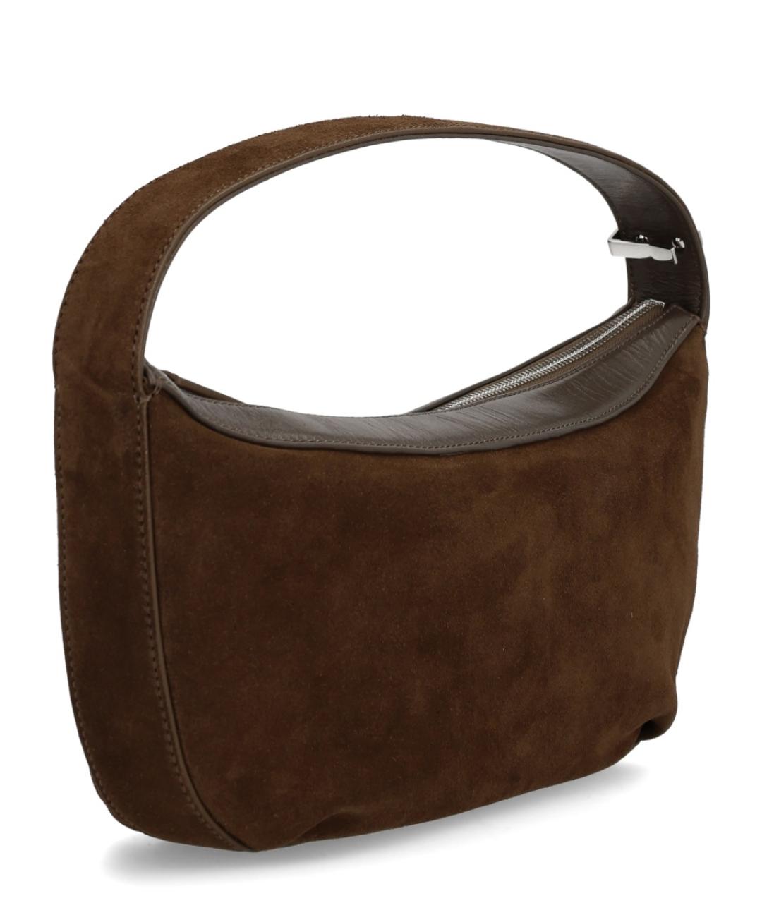 STAUD Коричневая кожаная сумка с короткими ручками, фото 3