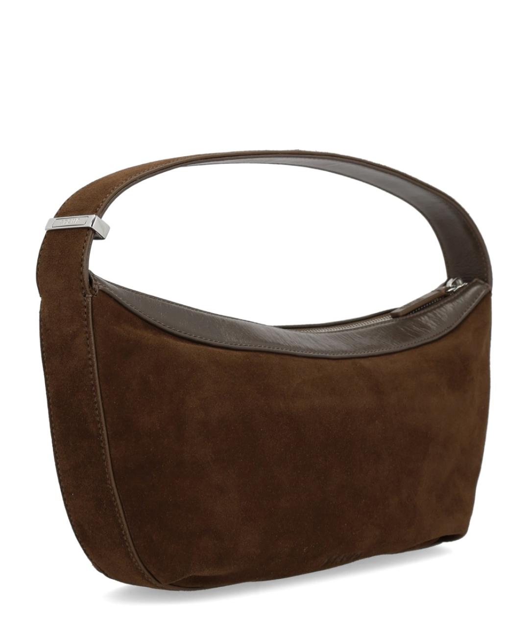 STAUD Коричневая кожаная сумка с короткими ручками, фото 2