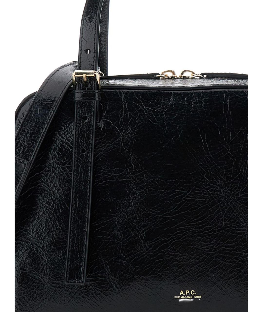 A.P.C. Черная кожаная сумка тоут, фото 4