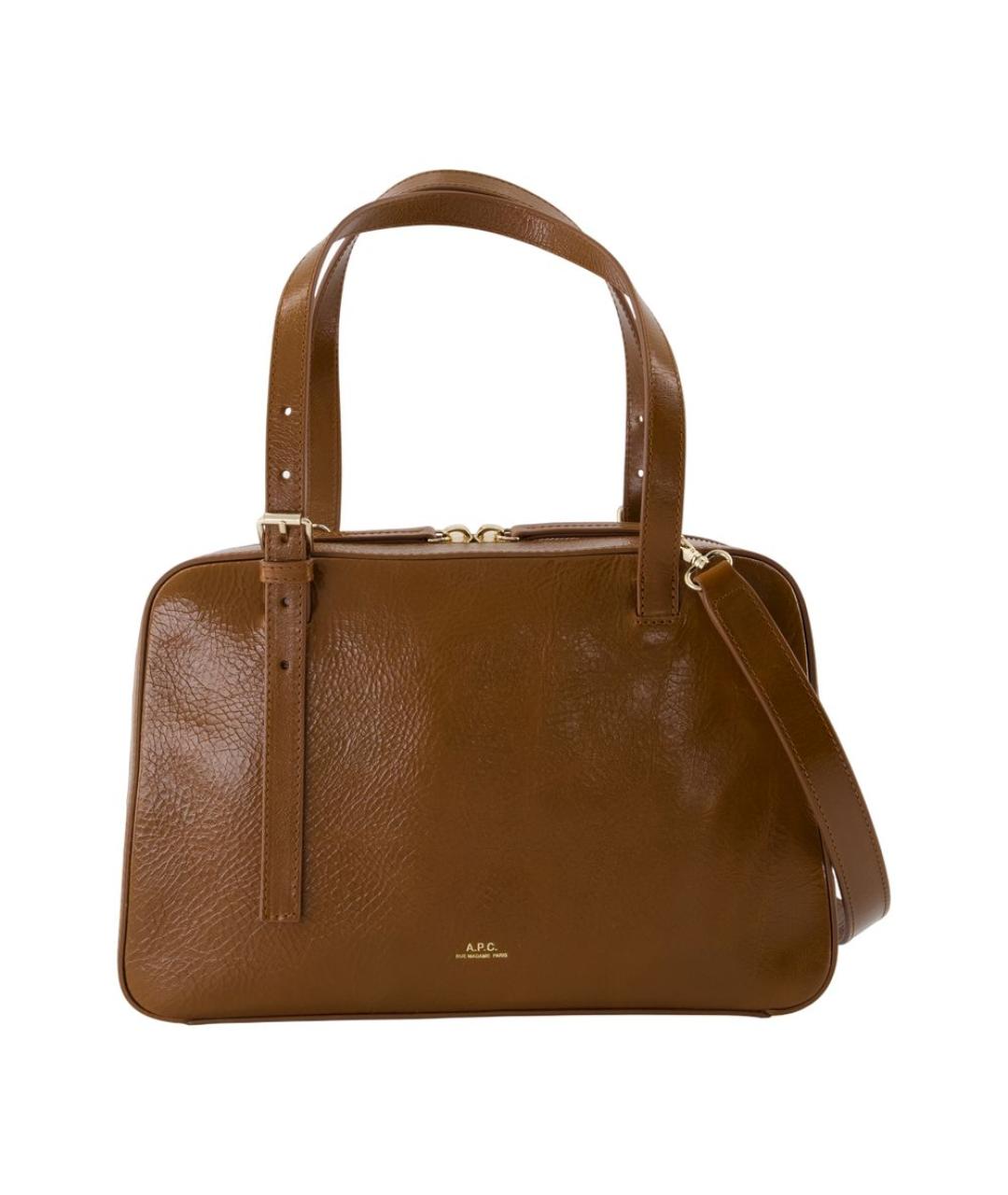 A.P.C. Коричневая кожаная сумка с короткими ручками, фото 1