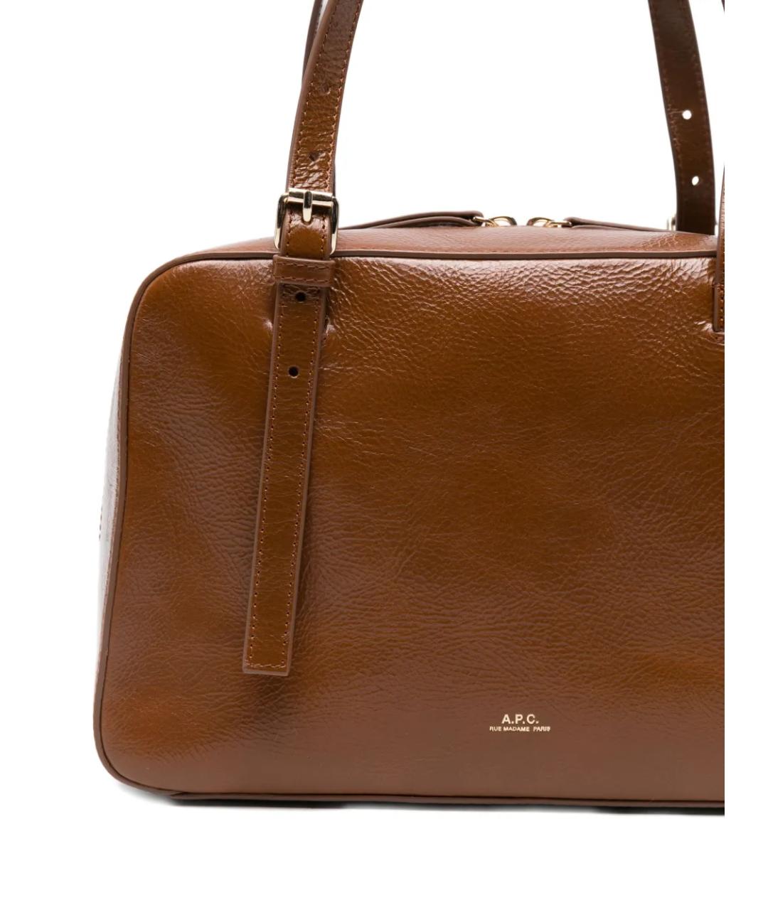 A.P.C. Коричневая кожаная сумка с короткими ручками, фото 3