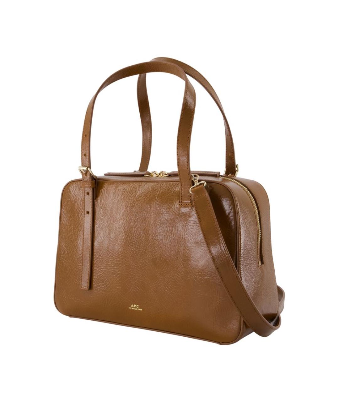 A.P.C. Коричневая кожаная сумка с короткими ручками, фото 2