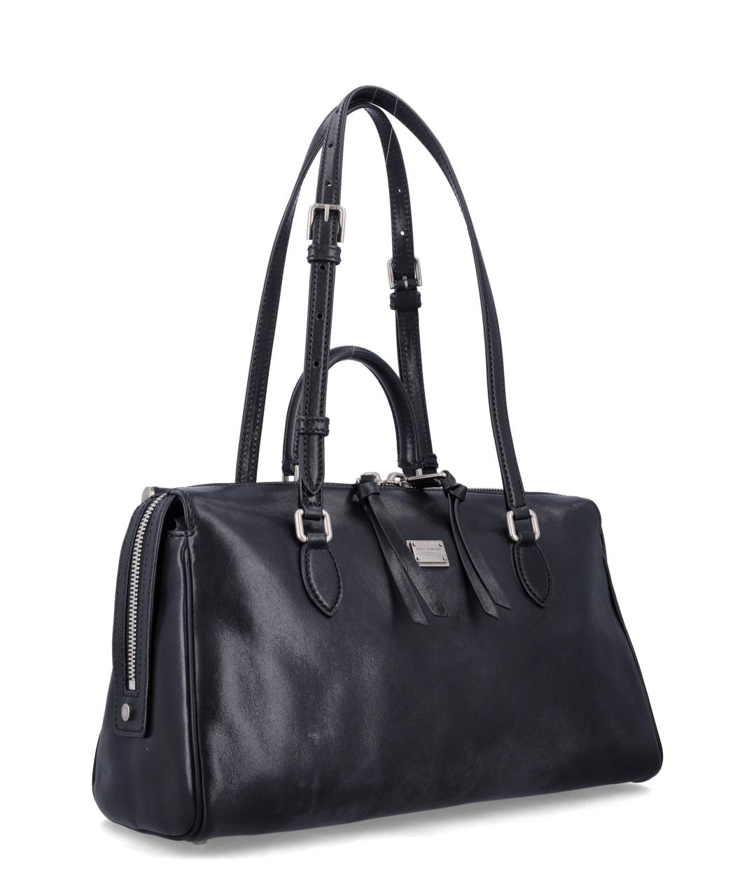 DOLCE&GABBANA Черная кожаная сумка тоут, фото 2