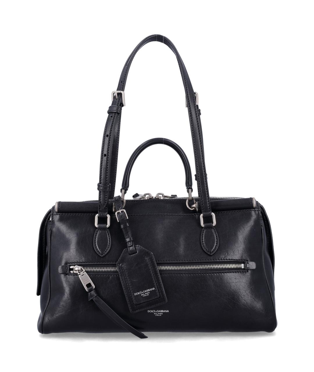 DOLCE&GABBANA Черная кожаная сумка тоут, фото 3