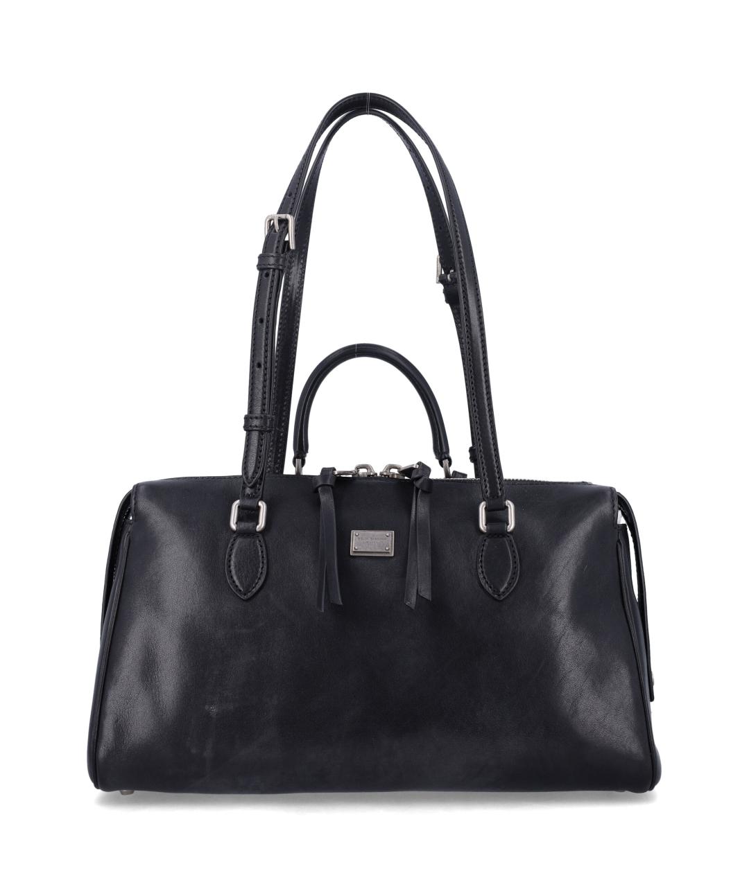 DOLCE&GABBANA Черная кожаная сумка тоут, фото 1