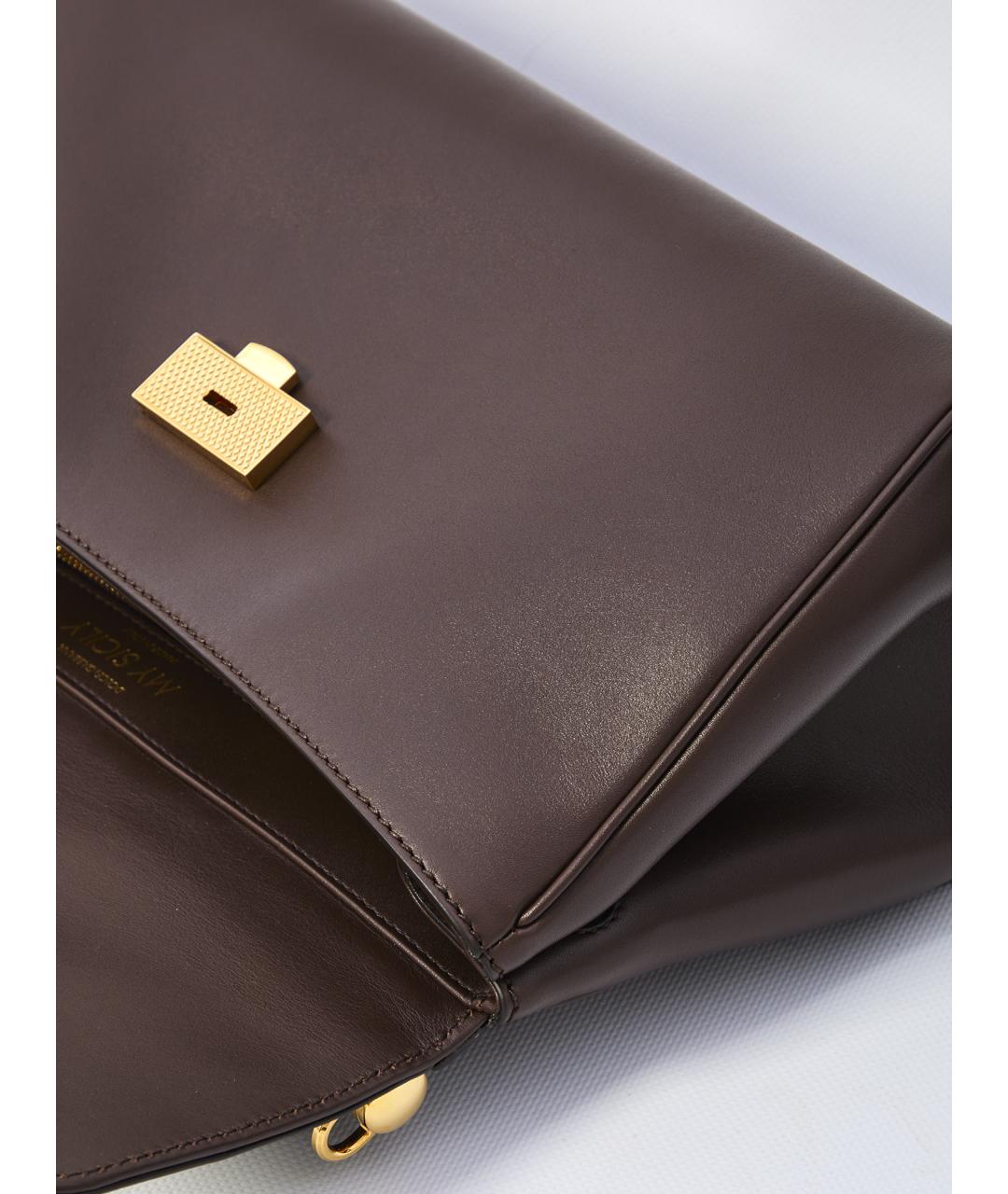 DOLCE&GABBANA Коричневая кожаная сумка с короткими ручками, фото 4