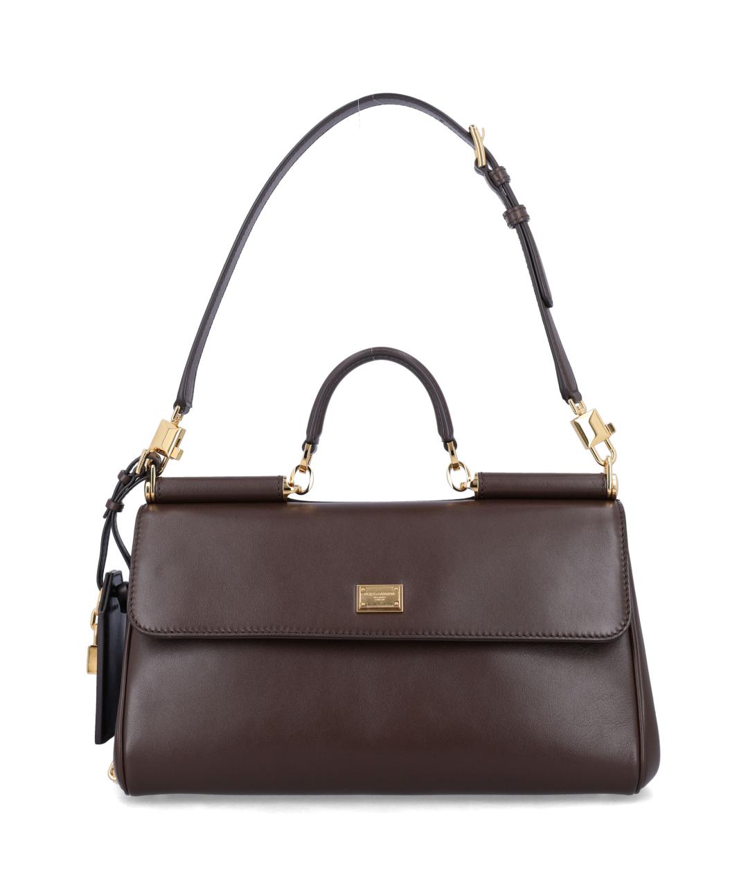DOLCE&GABBANA Коричневая кожаная сумка с короткими ручками, фото 1