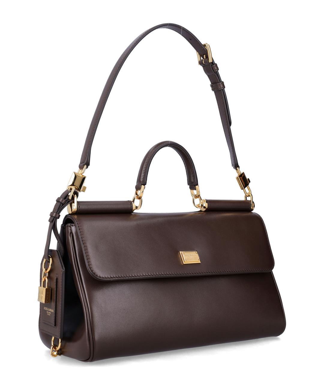 DOLCE&GABBANA Коричневая кожаная сумка с короткими ручками, фото 2