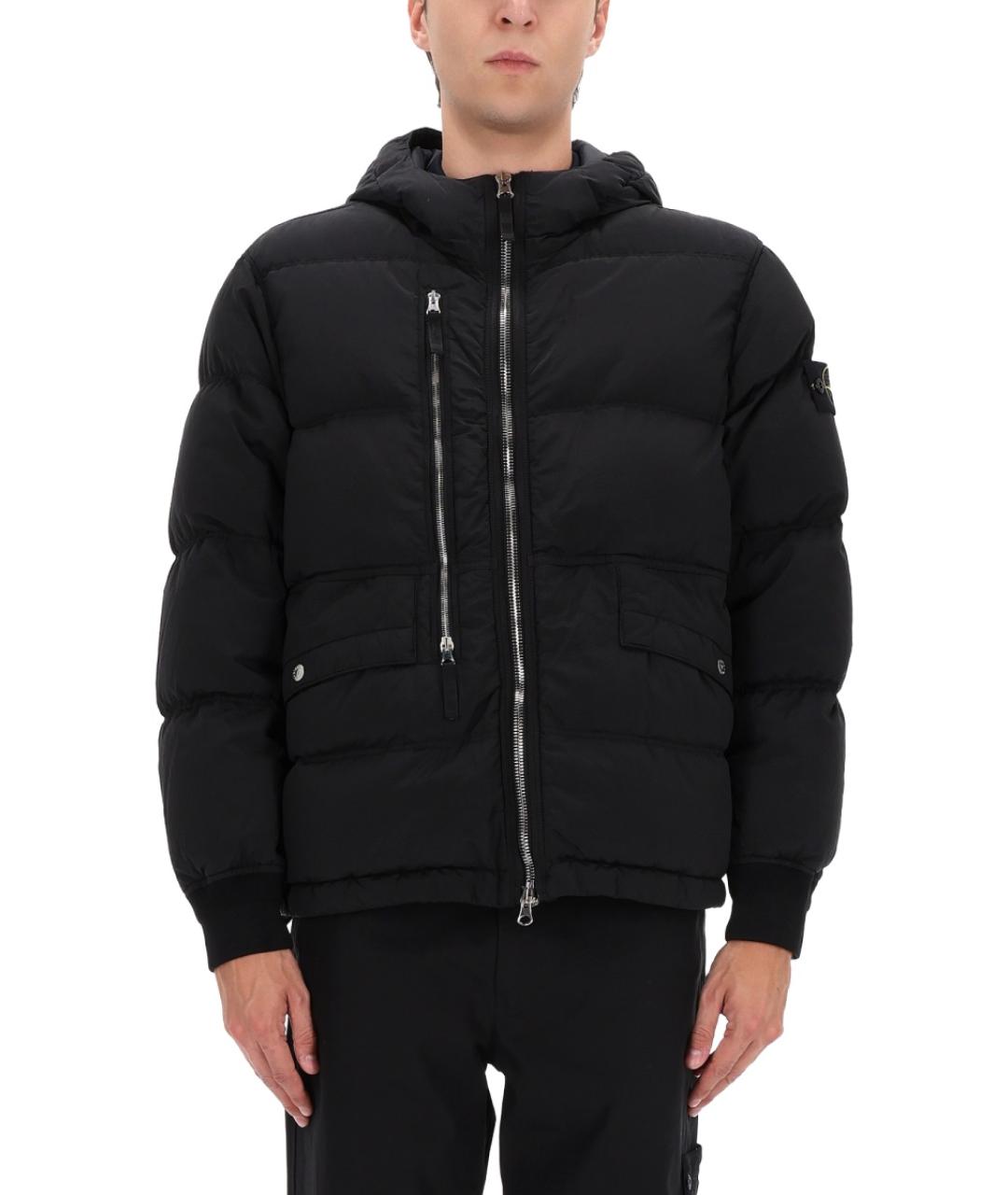 STONE ISLAND Черный полиамидовый пуховик, фото 2
