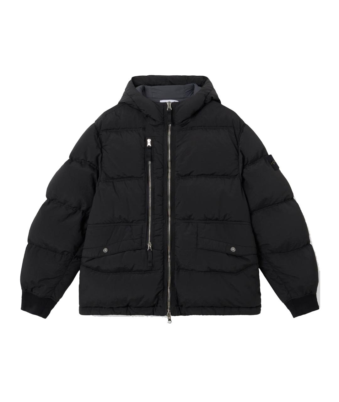 STONE ISLAND Черный полиамидовый пуховик, фото 1