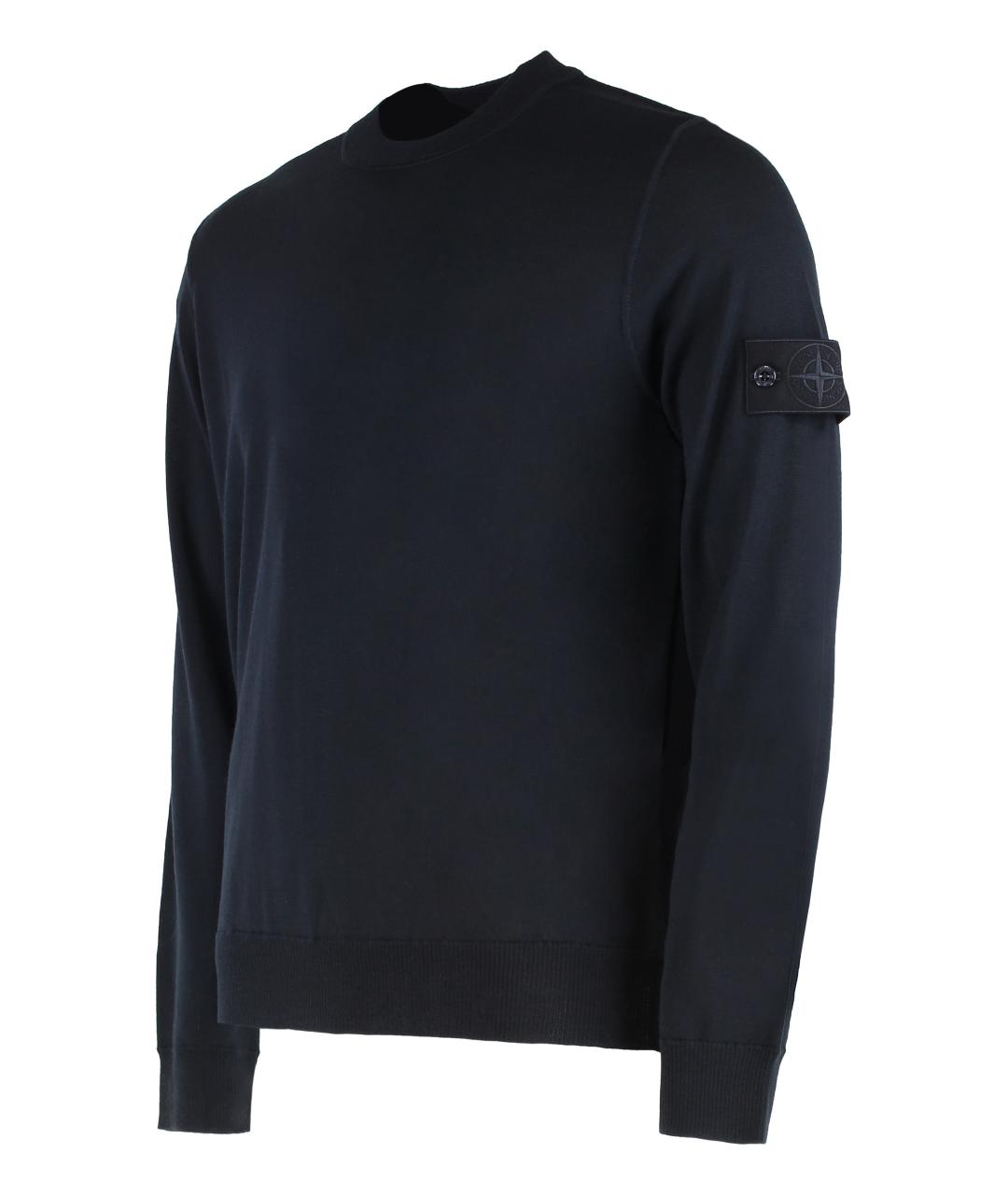 STONE ISLAND Темно-синий шерстяной джемпер / свитер, фото 3