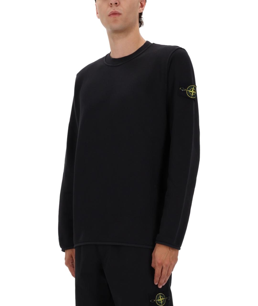 STONE ISLAND Черный хлопковый джемпер / свитер, фото 4