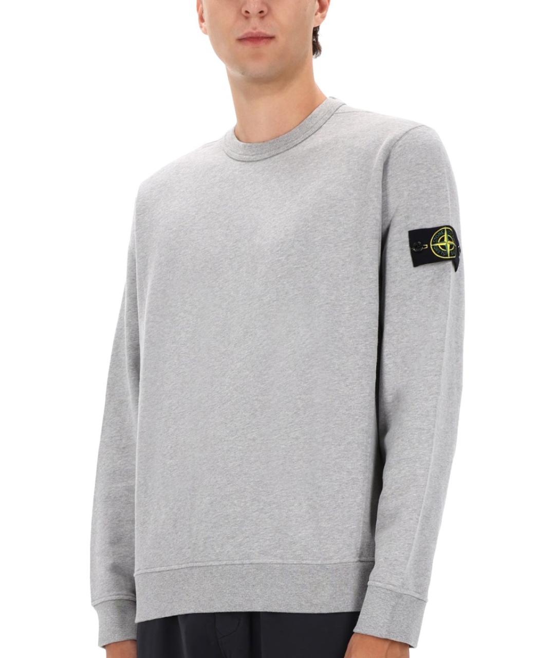 STONE ISLAND Серый хлопковый джемпер / свитер, фото 5