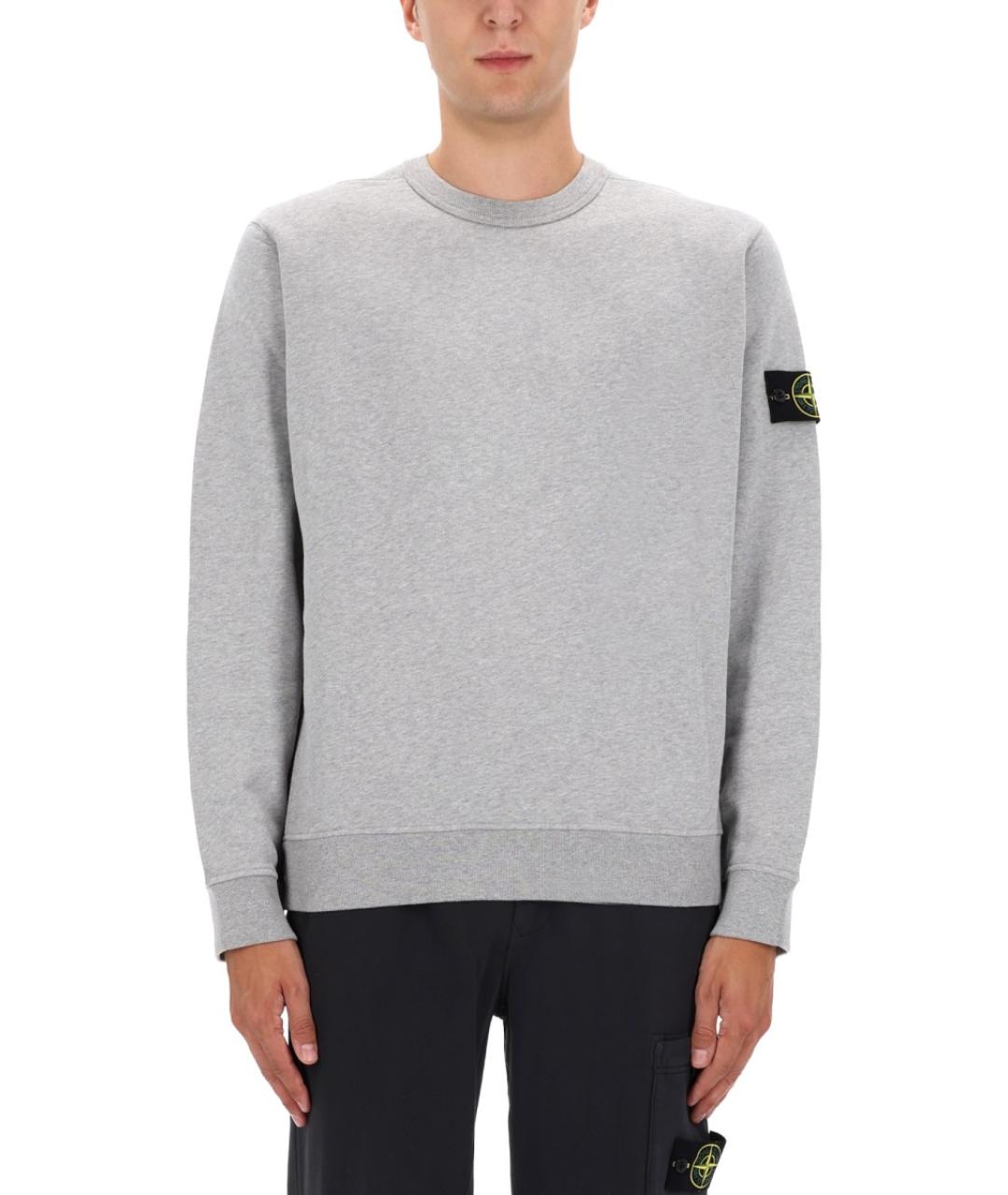 STONE ISLAND Серый хлопковый джемпер / свитер, фото 2