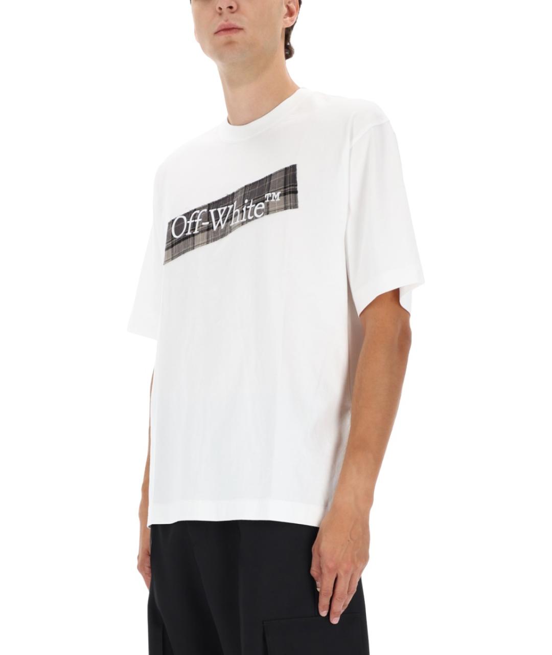 OFF-WHITE Белая хлопковая футболка, фото 5