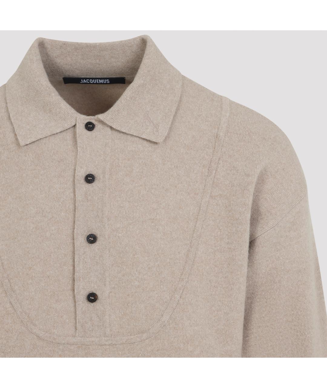 JACQUEMUS Бежевый шерстяной джемпер / свитер, фото 4