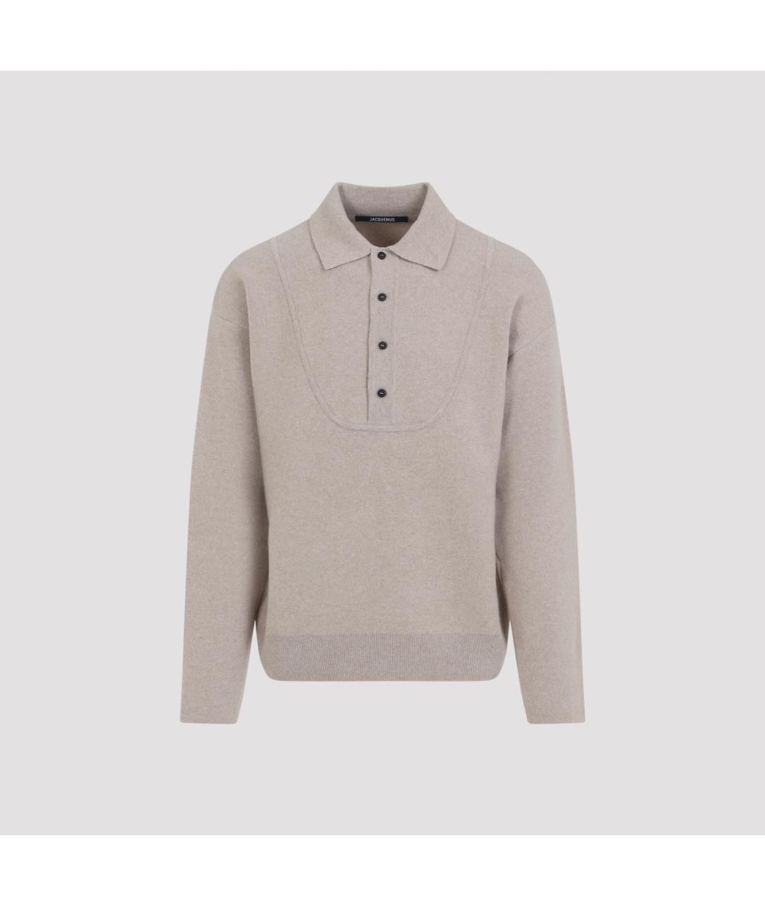 JACQUEMUS Бежевый шерстяной джемпер / свитер, фото 2