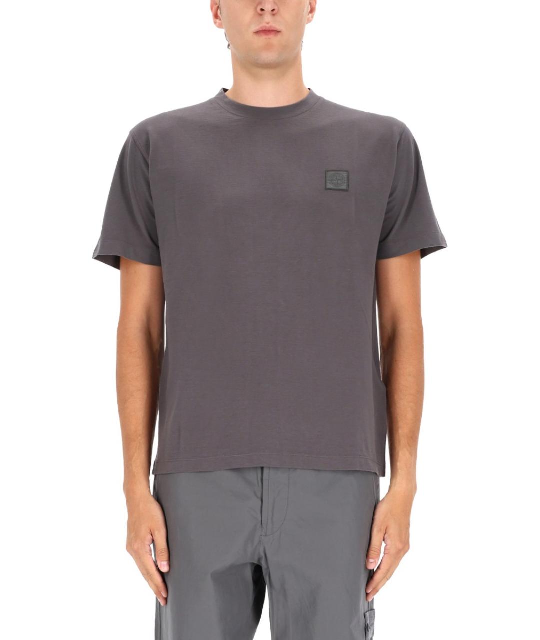 STONE ISLAND Серая хлопковая футболка, фото 5