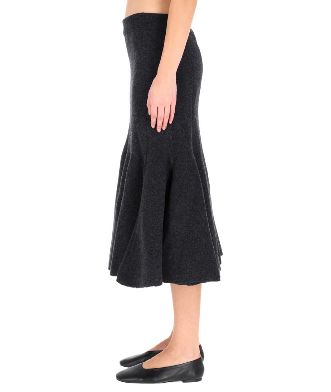 BOTTEGA VENETA Антрацитовая кашемировая юбка миди, фото 3