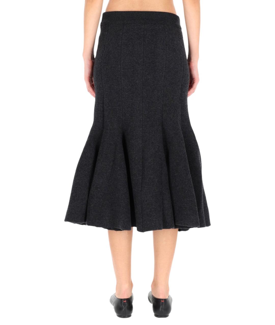 BOTTEGA VENETA Антрацитовая кашемировая юбка миди, фото 4