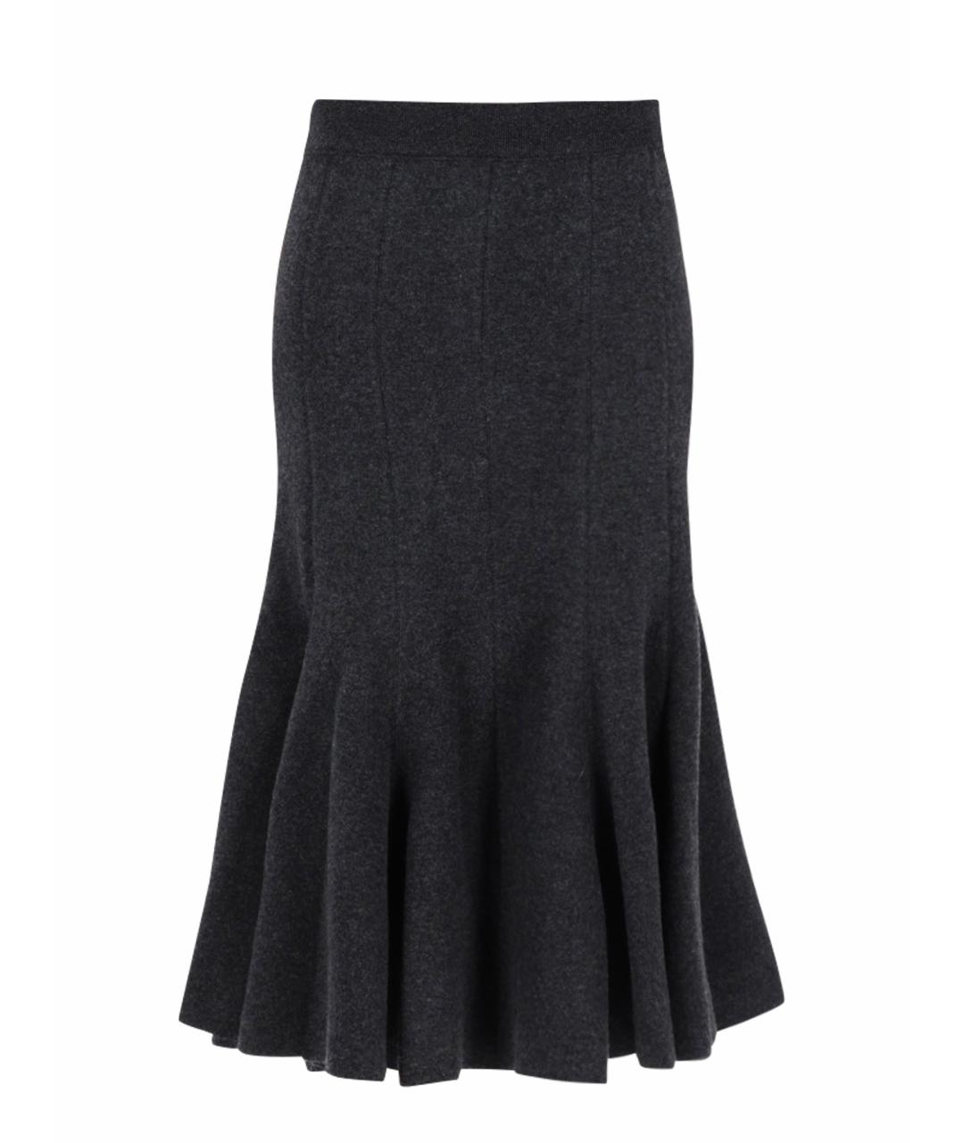 BOTTEGA VENETA Антрацитовая кашемировая юбка миди, фото 1