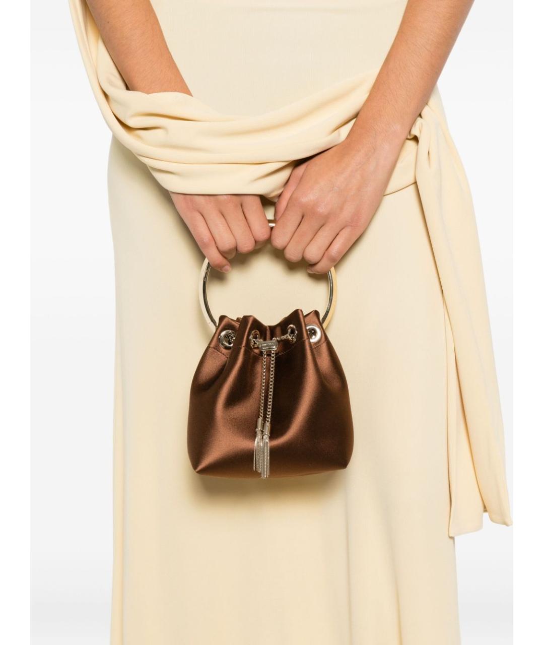 JIMMY CHOO Коричневая кожаная сумка с короткими ручками, фото 3