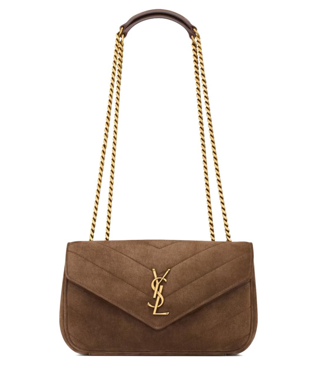 SAINT LAURENT Коричневая замшевая сумка через плечо, фото 1