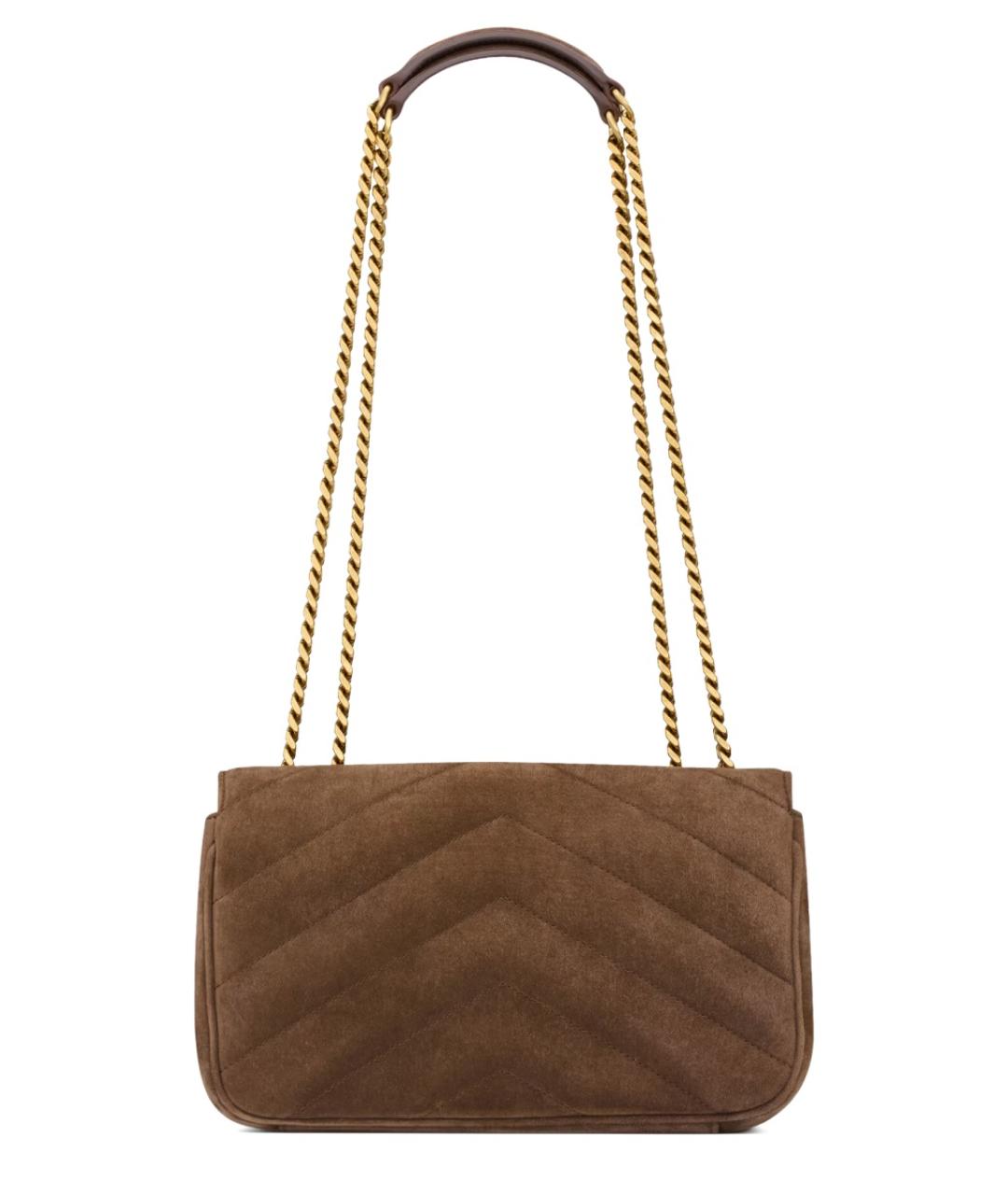 SAINT LAURENT Коричневая замшевая сумка через плечо, фото 2