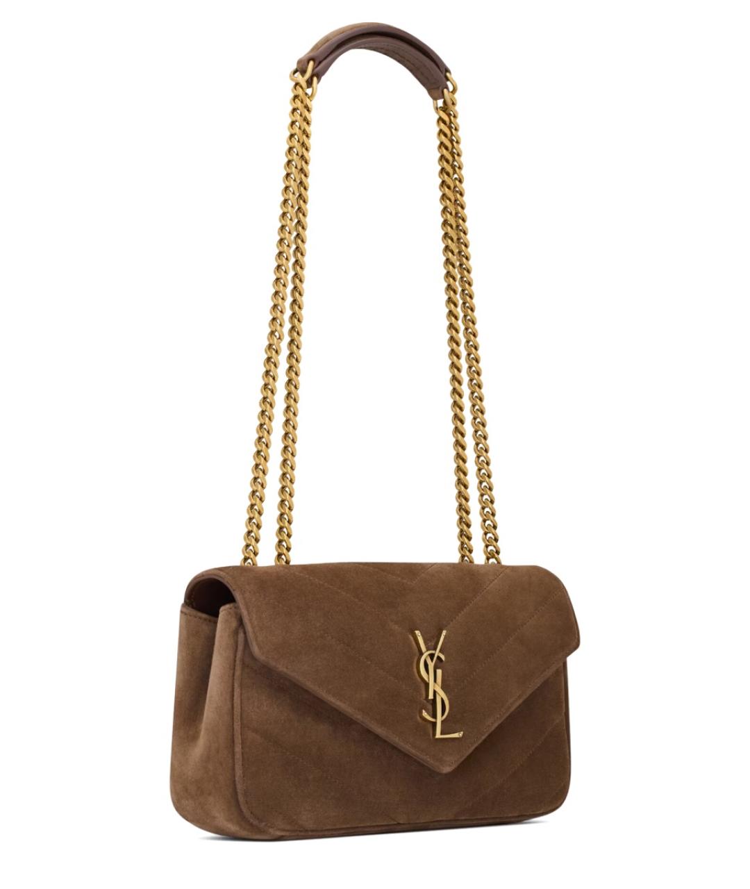 SAINT LAURENT Коричневая замшевая сумка через плечо, фото 3