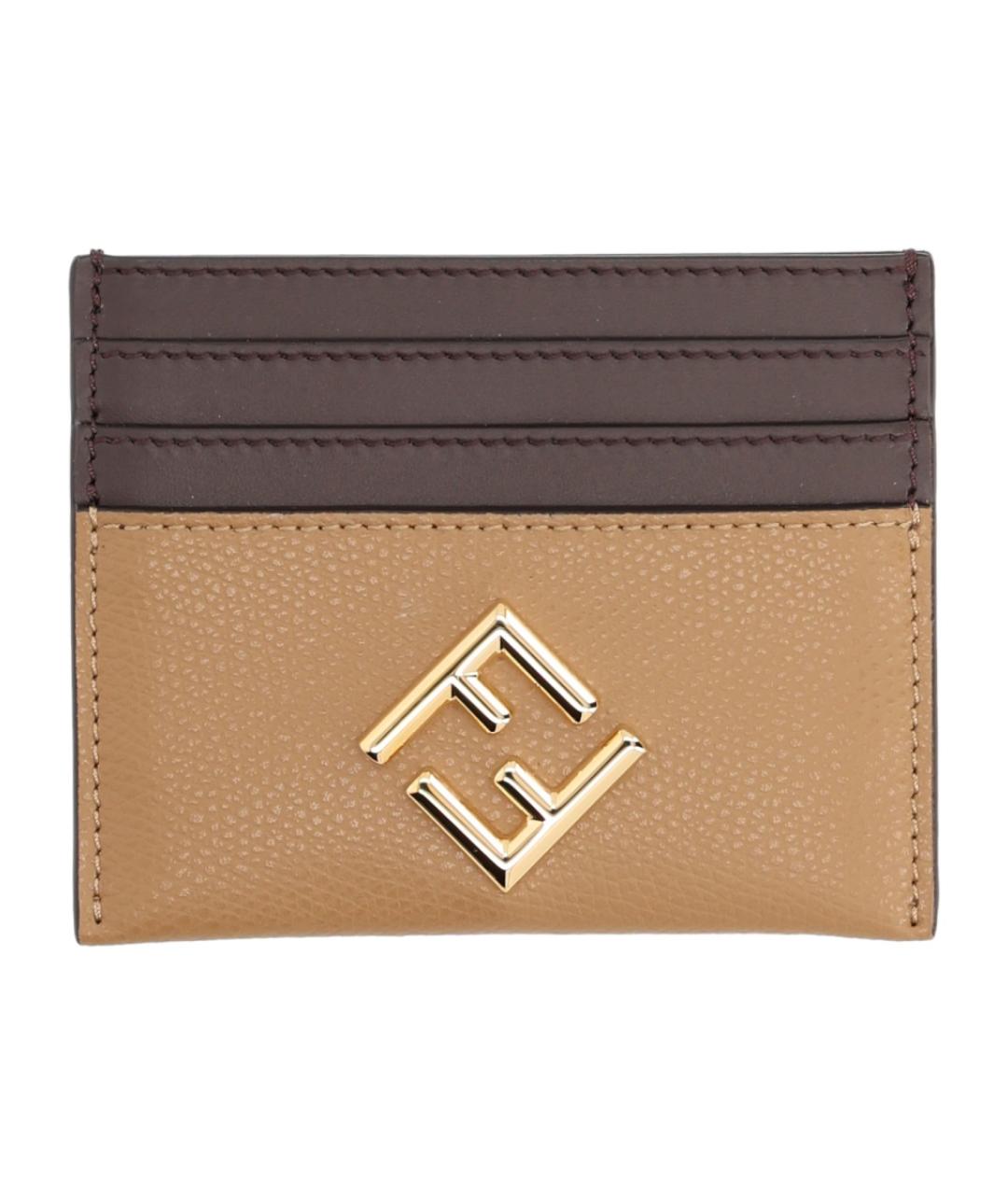 FENDI Коричневый кожаный кардхолдер, фото 1