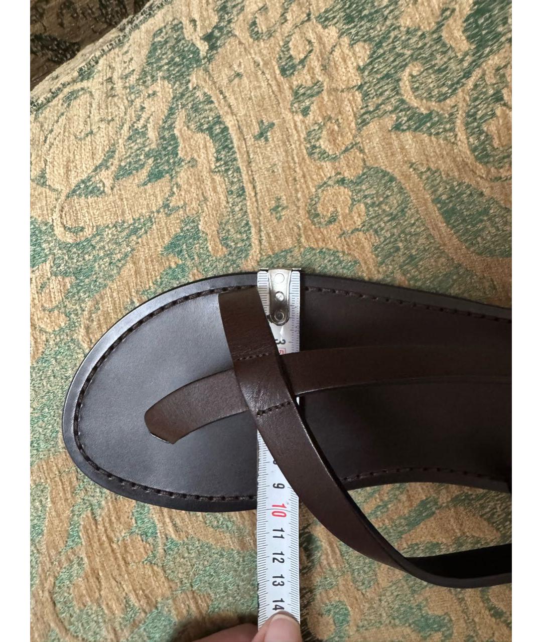 SAINT LAURENT Коричневые кожаные босоножки, фото 8