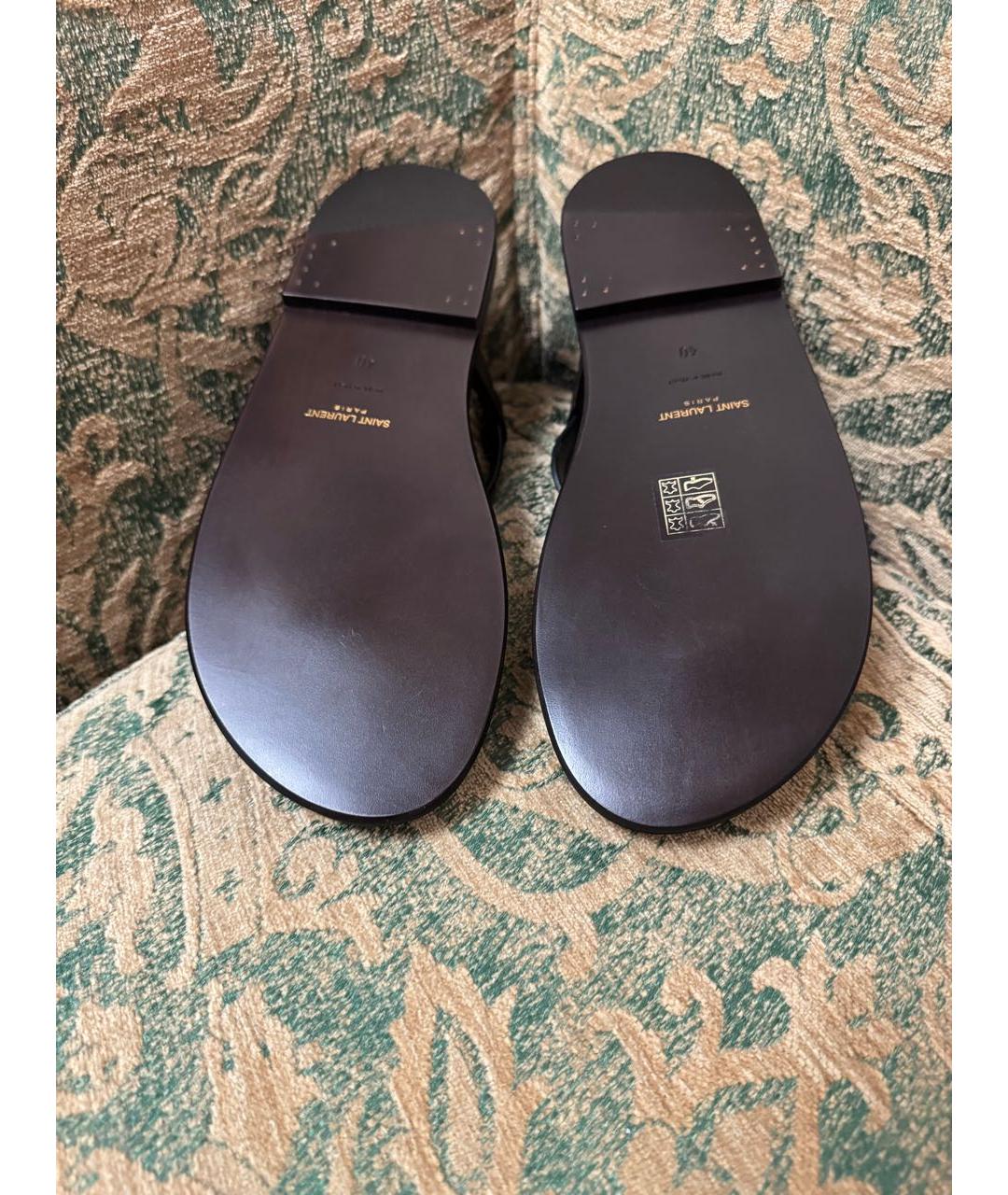 SAINT LAURENT Коричневые кожаные босоножки, фото 5