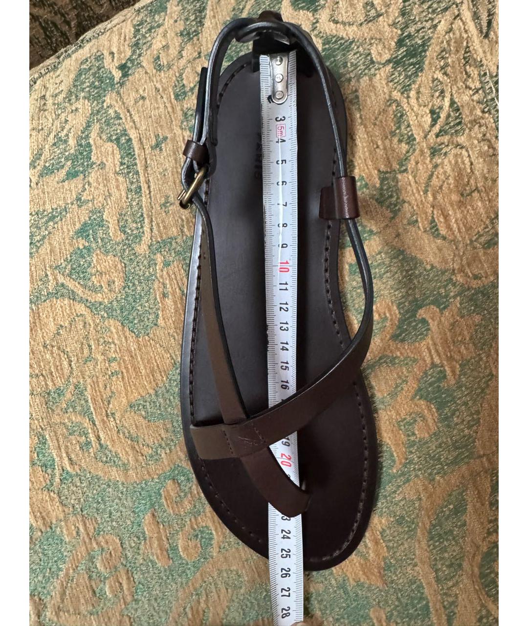 SAINT LAURENT Коричневые кожаные босоножки, фото 7