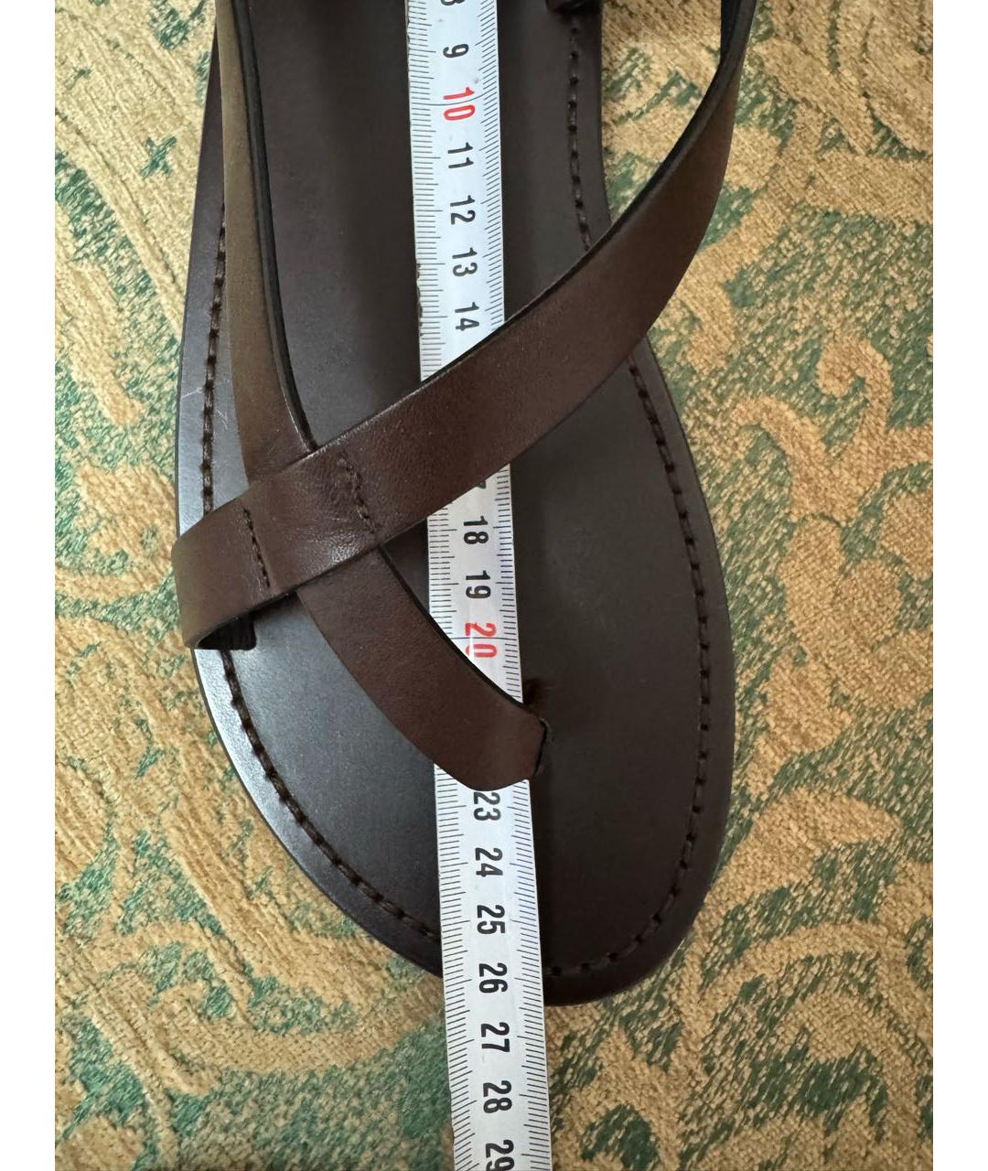 SAINT LAURENT Коричневые кожаные сандалии, фото 6