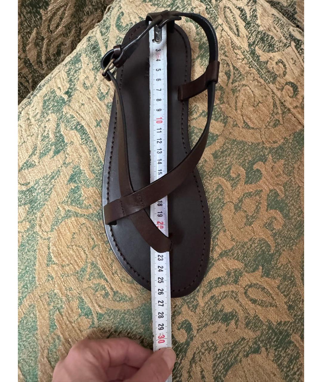 SAINT LAURENT Коричневые кожаные сандалии, фото 5