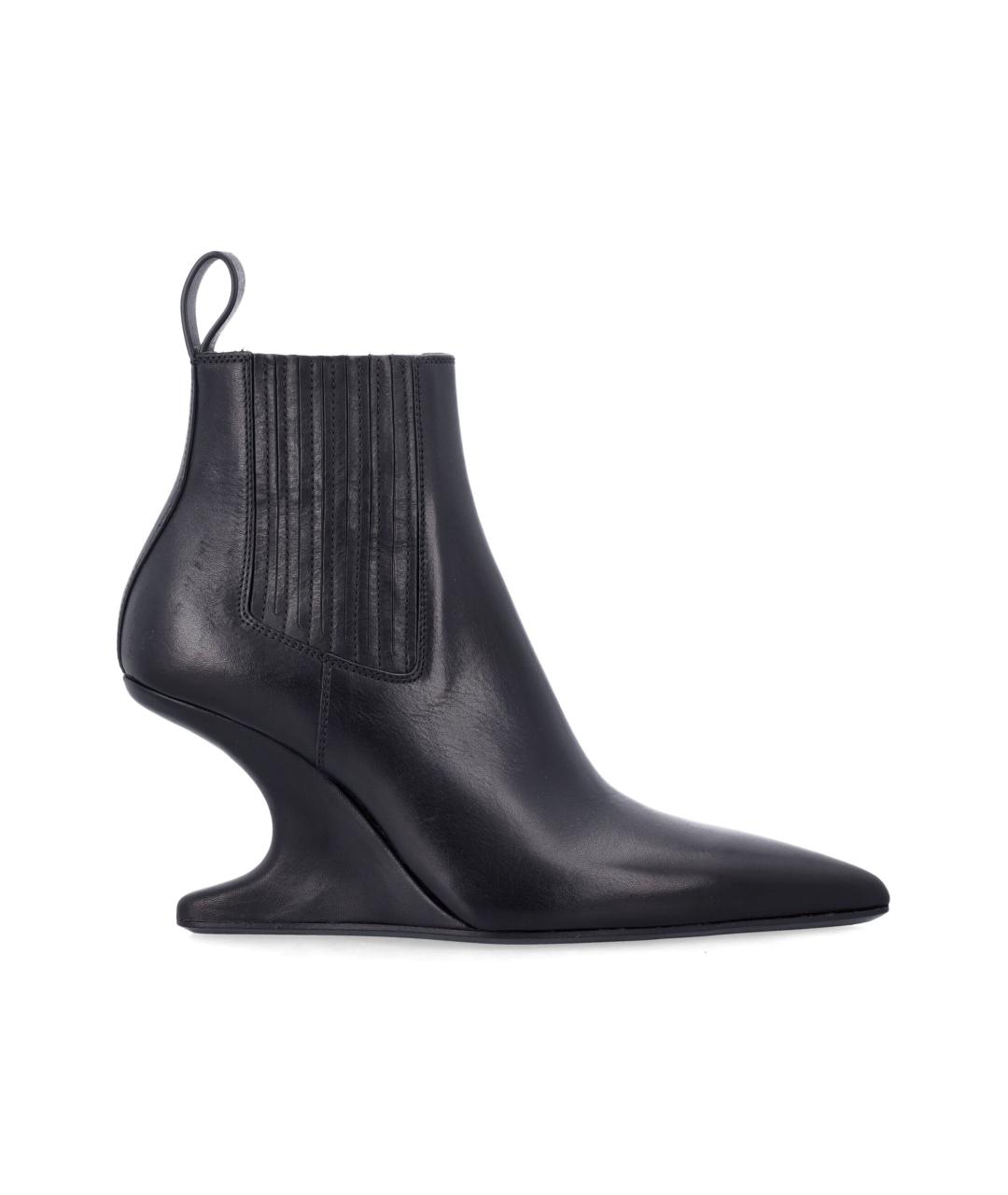 RICK OWENS Черные кожаные ботильоны, фото 1