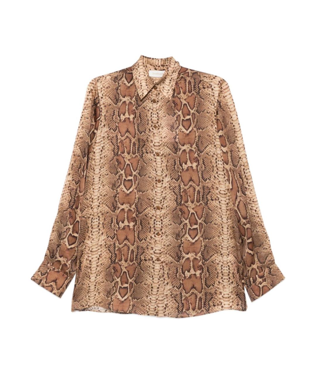 ZIMMERMANN Коричневая шелковая рубашка, фото 1