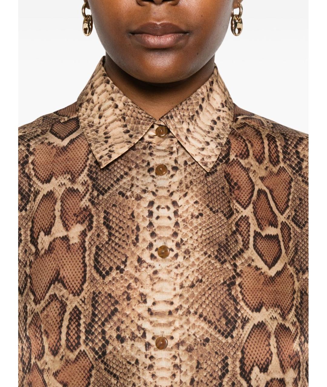 ZIMMERMANN Коричневая шелковая рубашка, фото 3
