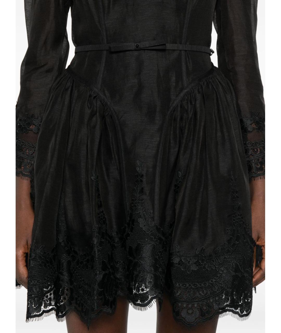 ZIMMERMANN Черное льняное повседневное платье, фото 5