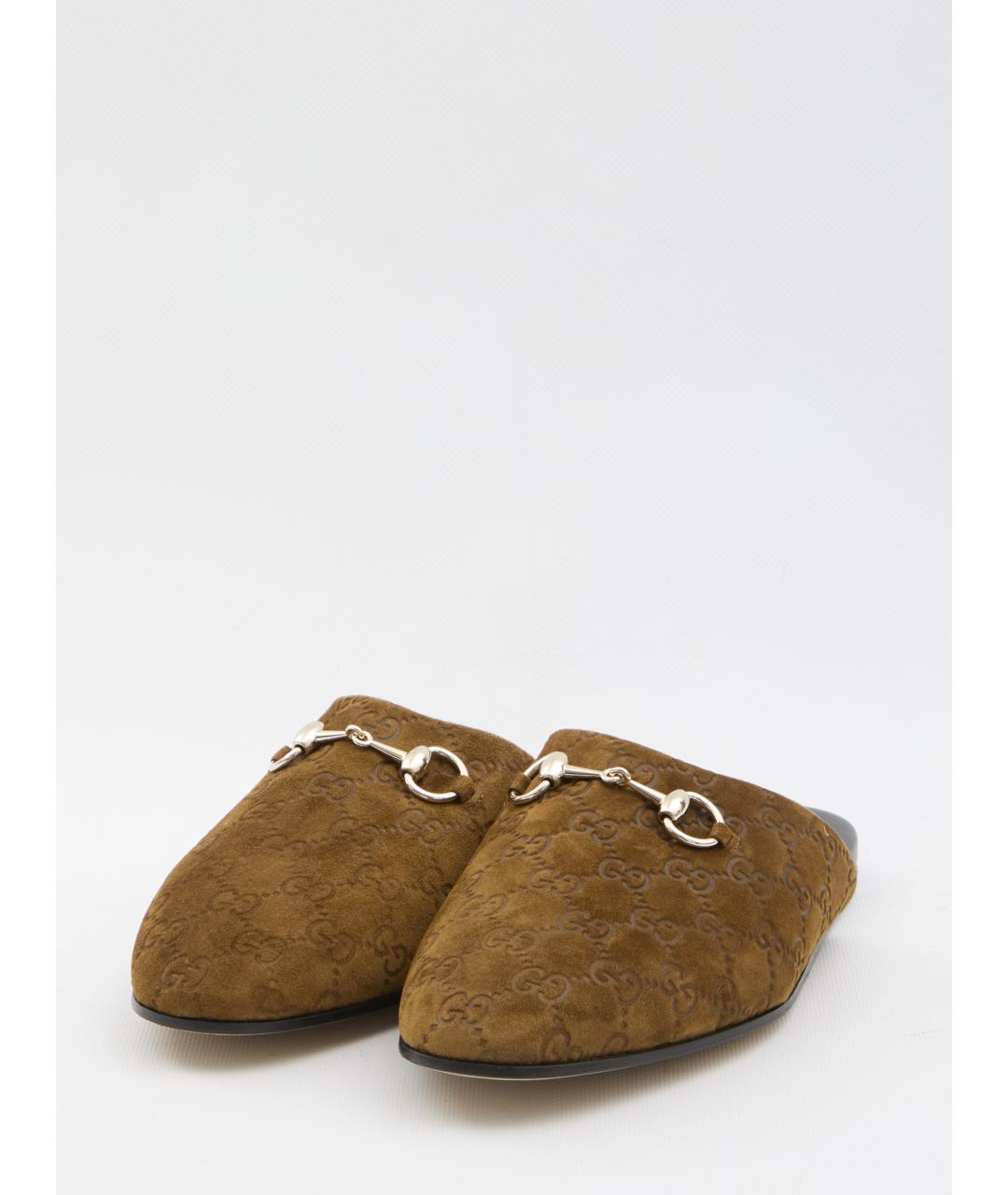 GUCCI Коричневые замшевые мюли, фото 2