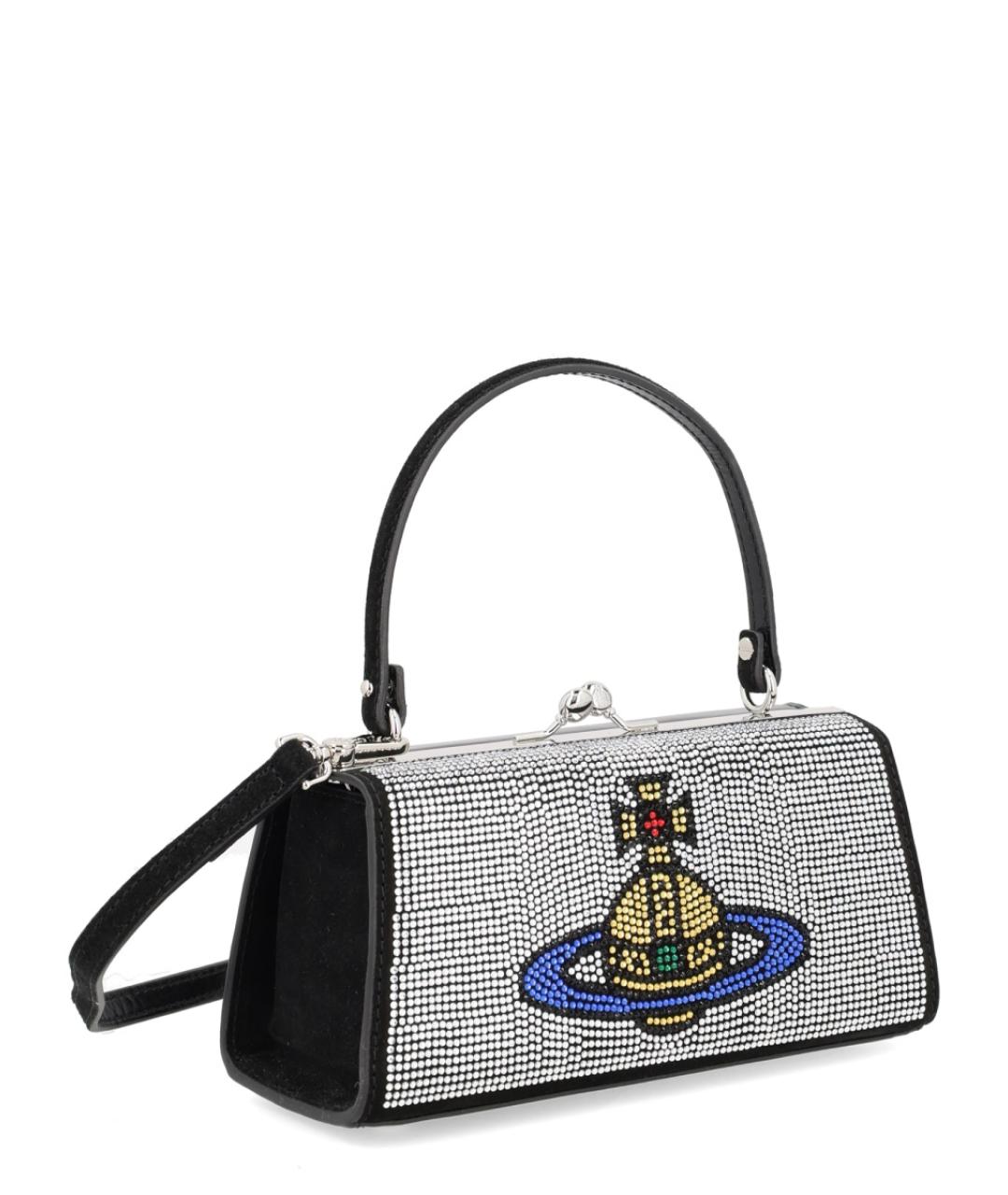 VIVIENNE WESTWOOD Серебряная кожаная сумка с короткими ручками, фото 3